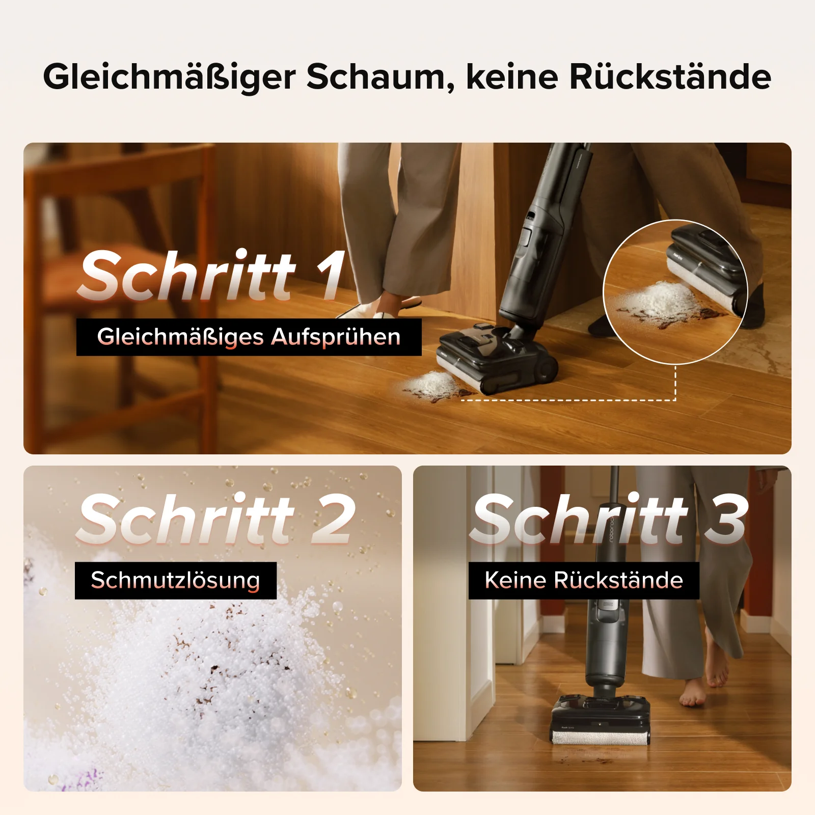 480ml Boden-Schaum-Reinigungslösung – Kompatibel mit dem Roborock F25 ACE Pro Nass-Trocken-Staubsauger, Formel mit geringem Rückstand - Image 3