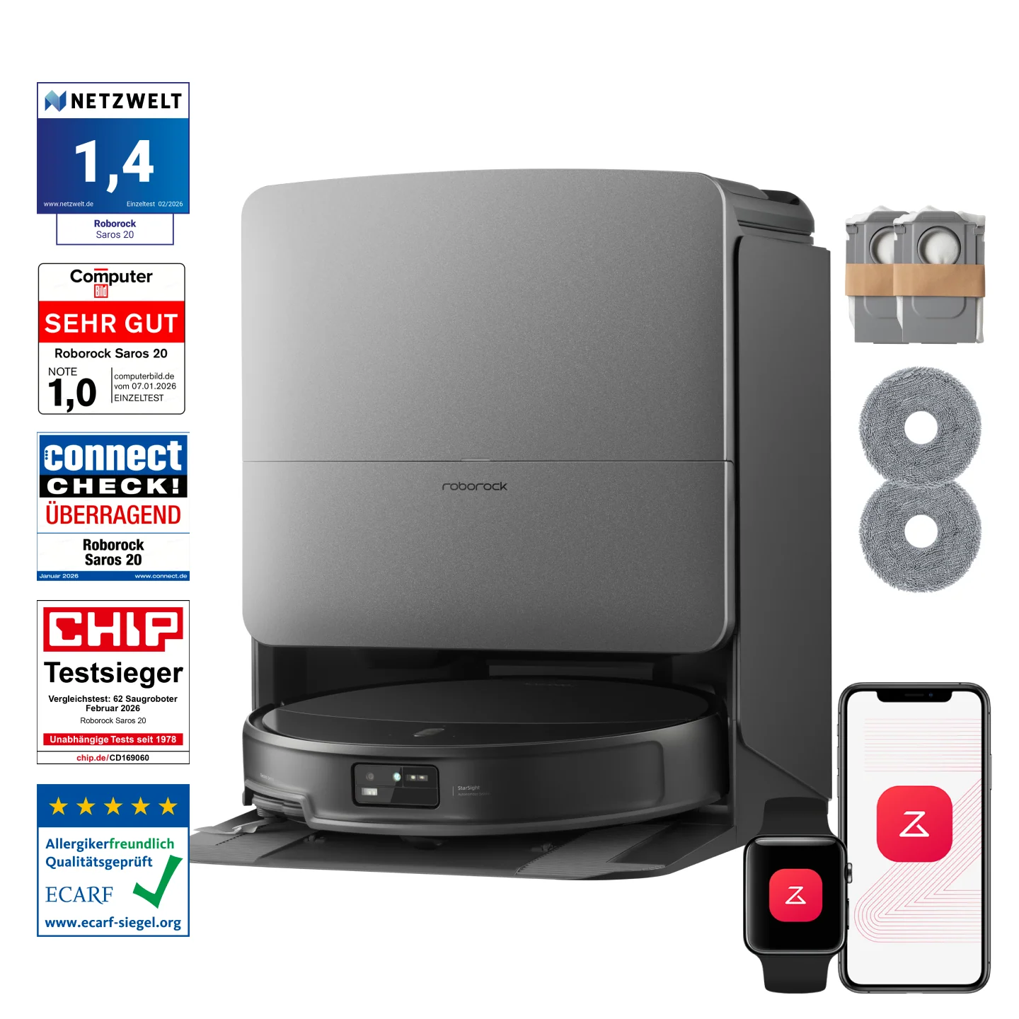 Roborock Saros 20 – AdaptiLift™ Chassis 3.0 für die reibungslose Überwindung von Schwellen, mit einer Saugkraft von 36.000 Pa - Image 10